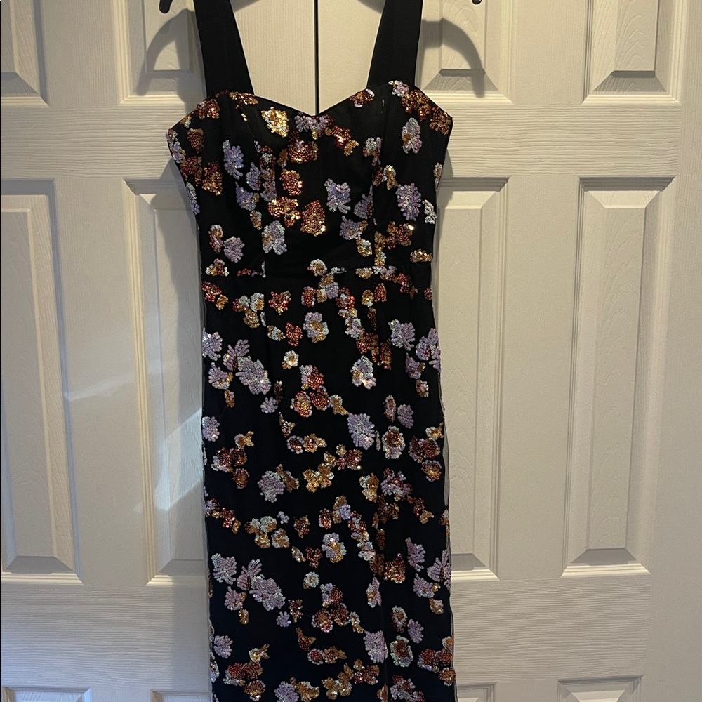 Dress the Population Strapless Black Floral sequin dress Like New
size M